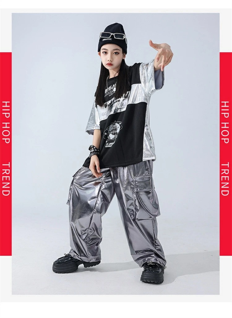 【激安開催!】ユニセックス キッズ ダンス 衣装 子供服 フューチャリスティック ヒップホップ シルバー シルバーTシャツ シルバーパンツ 派手 スポーツウェア オーバーサイズ トップス ユニフォーム 【激安開催!】ユニセックス キッズ ダンス 衣装 子供服 フューチャリスティック ヒップホップ シルバー シルバーTシャツ シルバーパンツ 派手 スポーツウェア オーバーサイズ トップス ユニフォーム