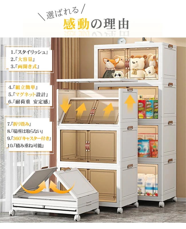 【激安】収納ボックス 折りたたみ キャスター付き 衣装布団 たんす 収納ケース 組立簡単 コンテナー クロ