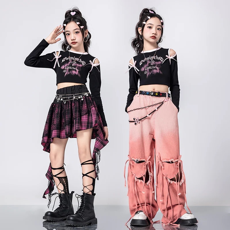 子供の街のダンスのジャズのダンスの服装の女の子の流行のt台のショーのファッション服の女性団の潮のクールなジャズの子供の公演服