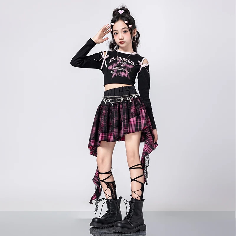子供の街のダンスのジャズのダンスの服装の女の子の流行のt台のショーのファッション服の女性団の潮のクールなジャズの子供の公演服