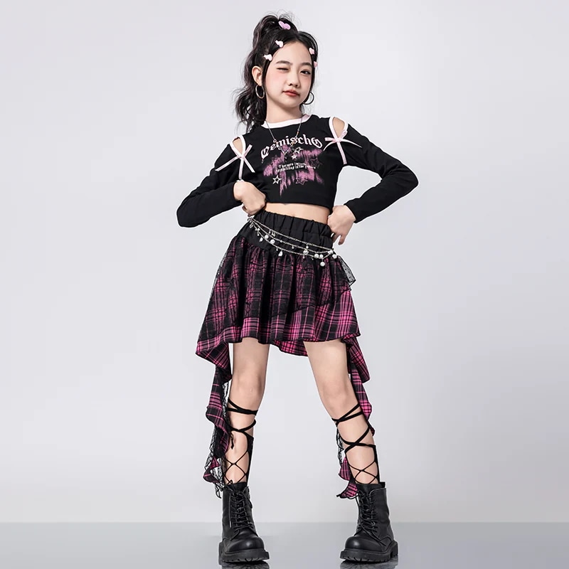 子供の街のダンスのジャズのダンスの服装の女の子の流行のt台のショーのファッション服の女性団の潮のクールなジャズの子供の公演服
