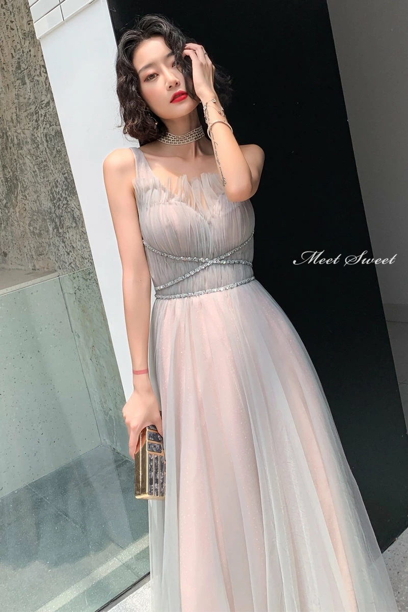 カラードレス ファスナー 編み上げ パーティードレス フォーマルドレス ロングドレス ノースリーブ ギャザー グレー ピンク 結婚式 二次会 発表会 コンサート ゲストドレス ウェディングドレス ウエ