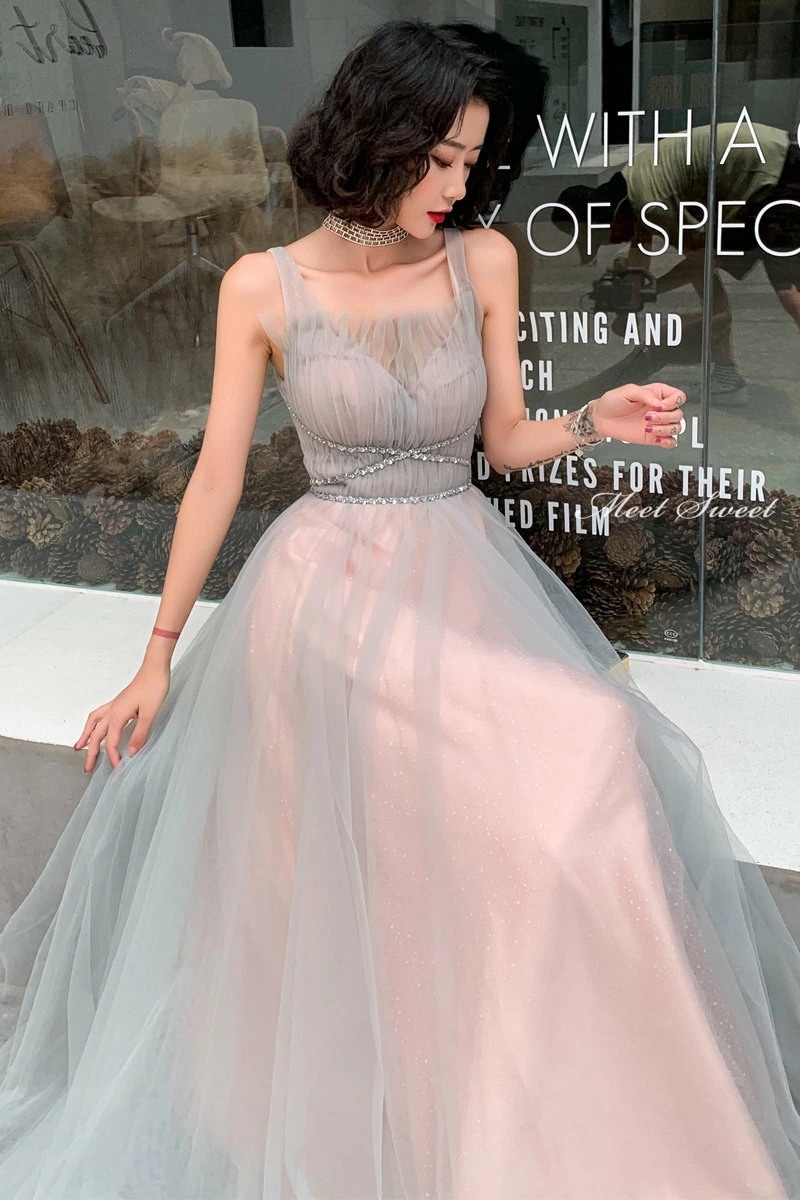 カラードレス ファスナー 編み上げ パーティードレス フォーマルドレス ロングドレス ノースリーブ ギャザー グレー ピンク 結婚式 二次会 発表会 コンサート ゲストドレス ウェディングドレス ウエ