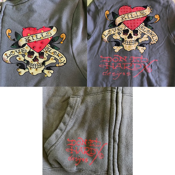 アウトレット、ヤケあり エドハーディー レディース パーカー Ed Hardy LOVE KILLS SLOWRY ラブキル グレー エド・ハーディー 正規品 海外 LAセレブ 着用 Ed Hardy アウトレット、ヤケあり エドハーディー レディース