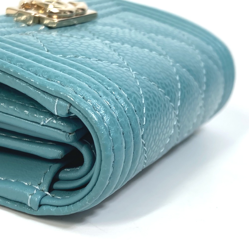 【未使用級】CHANEL ボーイシャネル　三つ折り財布　ネイビー　キャビアスキン ⭐︎美品⭐︎CHANEL ボーイシャネル キャビアスキン マトラッセ 三