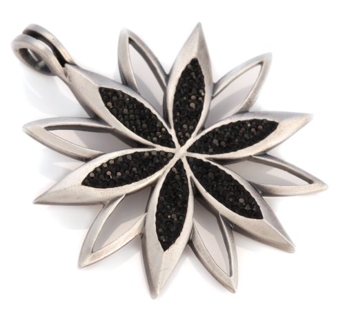 SurfBicoサーフビコライラックスターペイブペンダント(PV9黒)-直感力と才能を持つ人-スワロフスキークリスタルフラワージュエリー