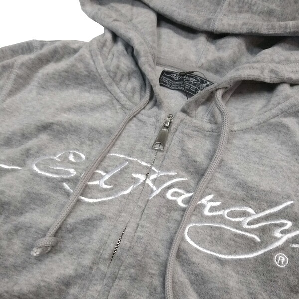 エドハーディー レディース 刺繍 長袖 ベロア セットアップ Ed Hardy SKULL RIDER グレー エドハーディー 正規品 海外 LAセレブ 着用 サファリ ファッション 雑誌 掲載 ブ