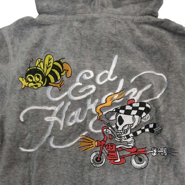 エドハーディー レディース 刺繍 長袖 ベロア セットアップ Ed Hardy SKULL RIDER グレー エドハーディー 正規品 海外 LAセレブ 着用 サファリ ファッション 雑誌 掲載 ブ