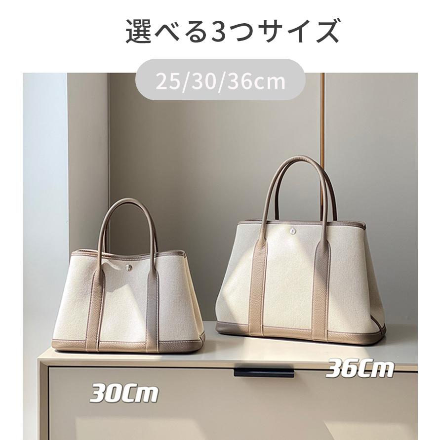 【即納】本革 キャンバス バッグ レディース トートバッグ 上質本牛革 ショルダーバッグ ガーデンパーティンナリ 25/30/36cm 通勤通学 シルクスカーフ付