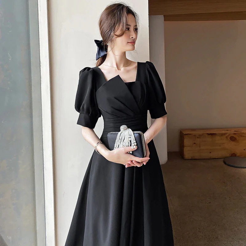 春ブラックドレス気質 オシャレ 二次会ドレス 花嫁シンプルシンプル トレーン シンプルフランス式 着痩せ フィッシュテールスカート/結婚式ワンピース発表会 ドレスドレス ウェディングドレス