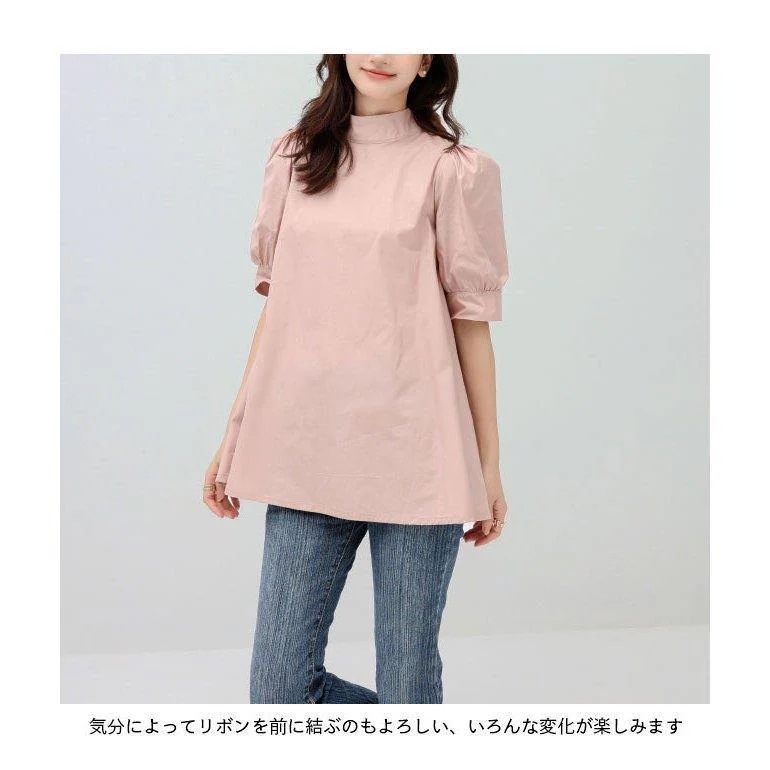 ブラウス 半袖 レディース Aライン 半袖ブラウス 夏 体型カバー 五分丈袖 ボウタイブラウス パフスリーブ リボン付き Aラインブラウス バレンタイン 2023 プレゼント ブラウス 半袖 レディース Aライン 半袖ブラウス 夏 体型カバー 五分丈袖 ボウタイブラウス パフスリーブ リボン付き Aラインブラウス バレンタイン 2023 プレゼント