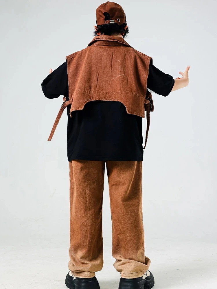 【急速出荷!】デニム キッズダンス ブラウン ラグランスリーブ ヒップホップ 女の子 男の子 デニムパンツ 半袖 デニムベスト パンツ ズボン ダンス衣装 ストリート系 ガールズ ジャッズ発表会 応援 【急速出荷!】デニム キッズダンス ブラウン ラグランスリーブ ヒップホップ 女の子 男の子 デニムパンツ 半袖 デニムベスト パンツ ズボン ダンス衣装 ストリート系 ガールズ ジャッズ発表会 応援