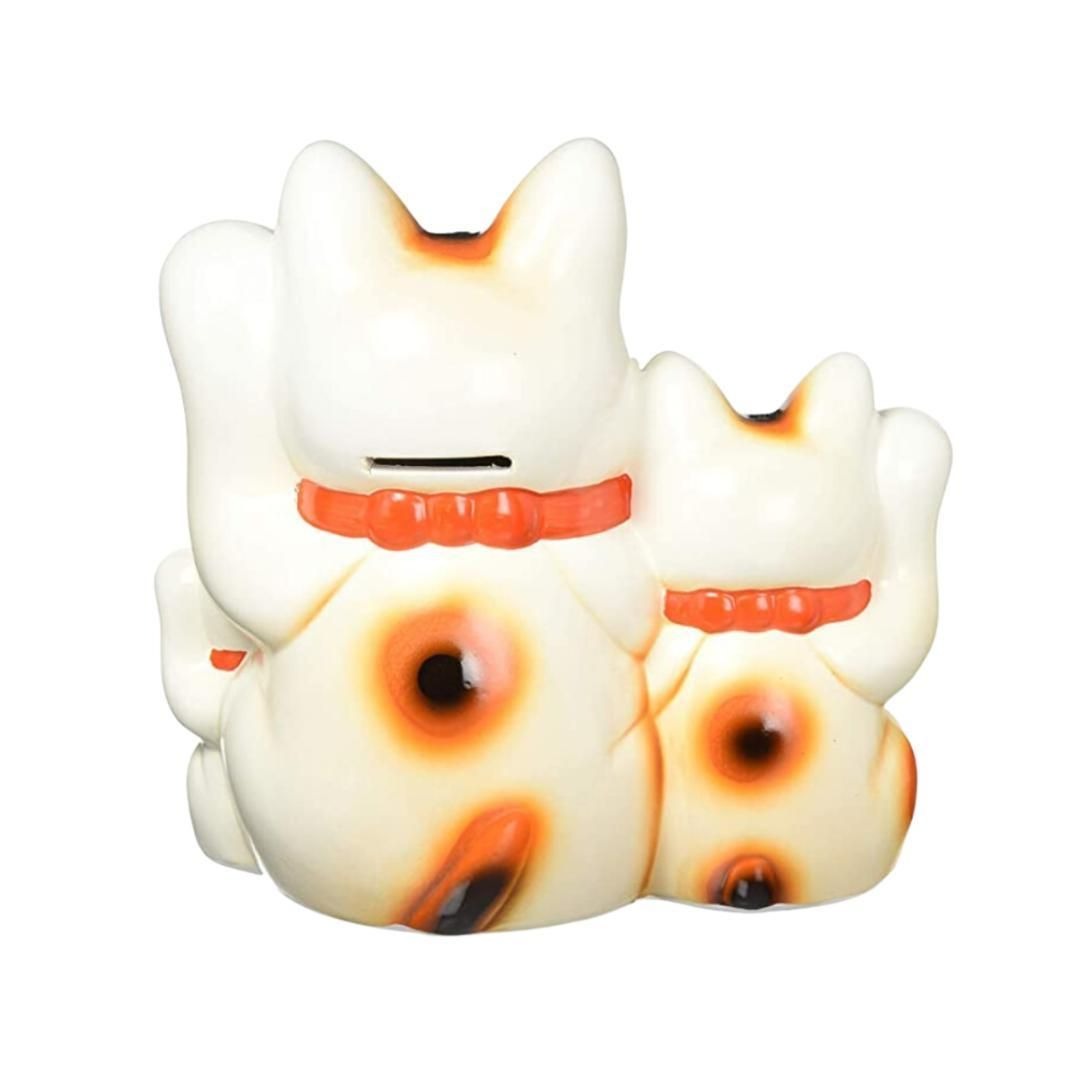 開運 三匹猫 貯金箱 19cm