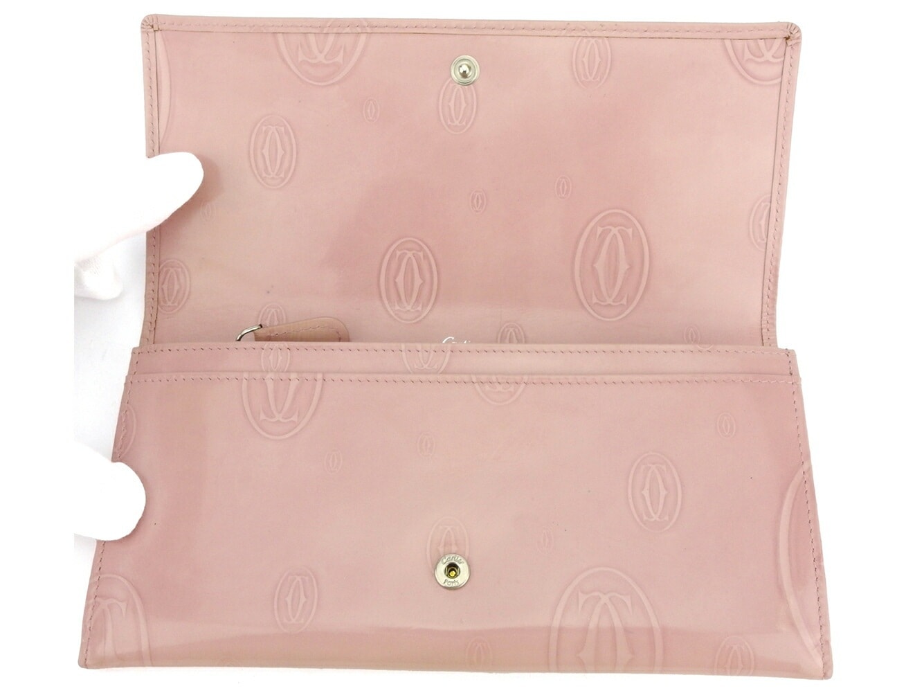 長財布 ファスナー付き 財布 ハッピーバースデー レディース ピンク シルバー 中古