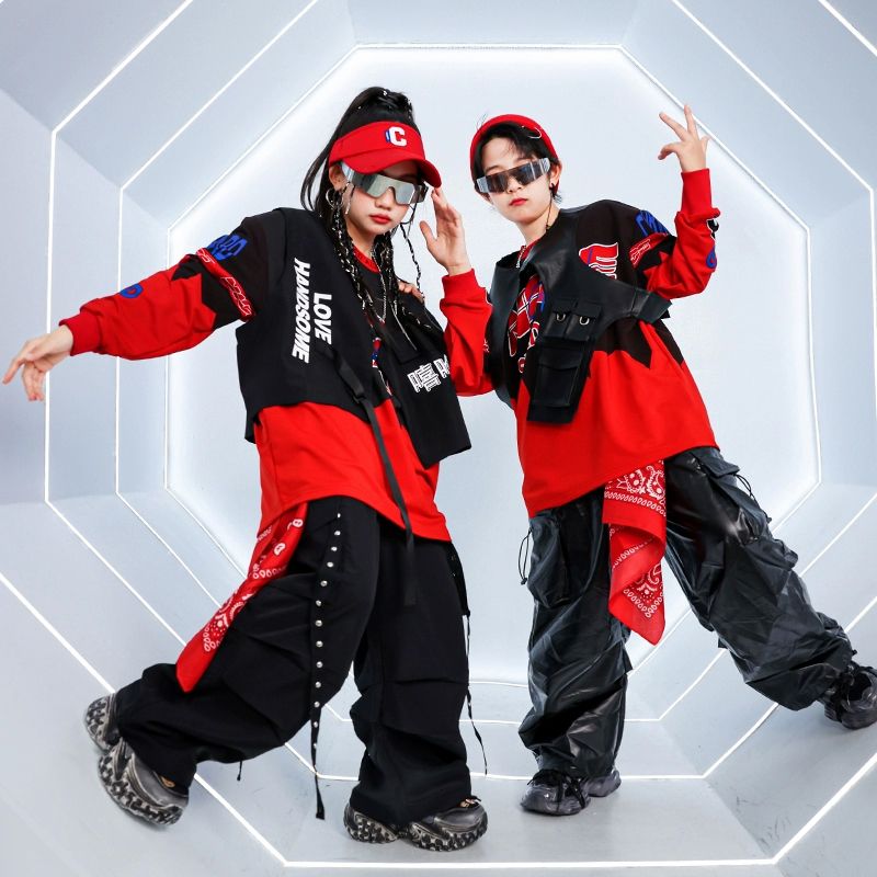 子供の街のダンスの公演服の男の子のhiphopヒップホップのファッションのクールな機関車の服の女の子の揚げた街のショーのジャズのダンスのスーツ