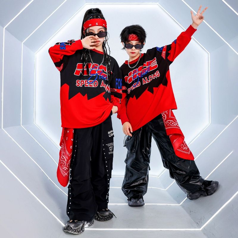 子供の街のダンスの公演服の男の子のhiphopヒップホップのファッションのクールな機関車の服の女の子の揚げた街のショーのジャズのダンスのスーツ