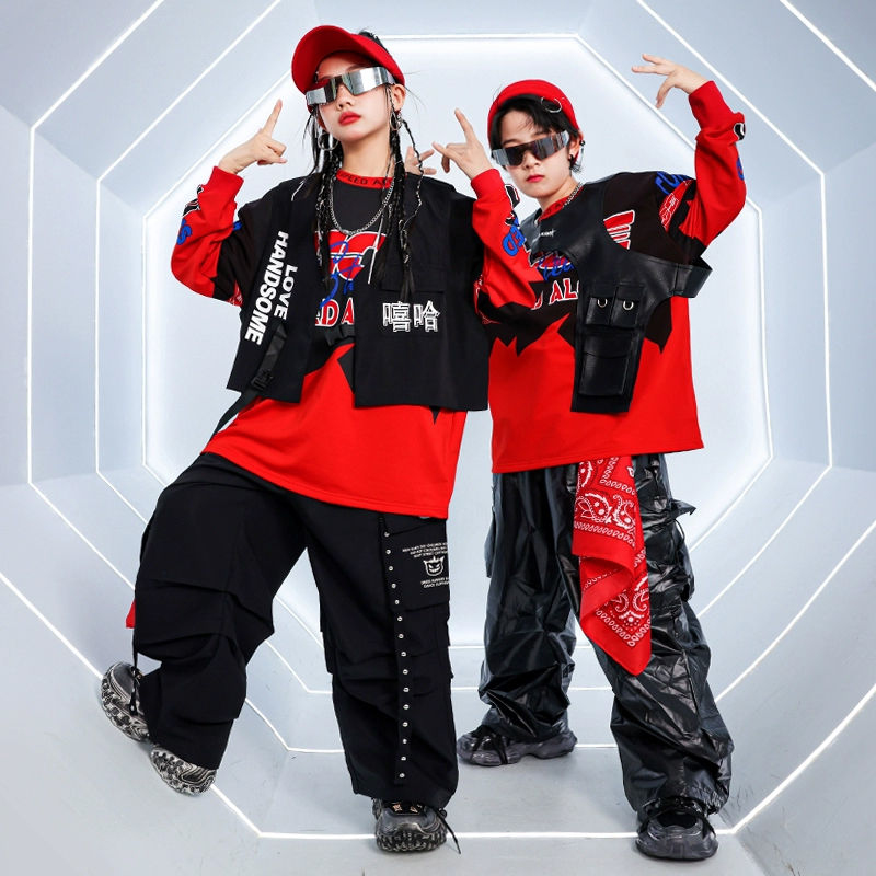 子供の街のダンスの公演服の男の子のhiphopヒップホップのファッションのクールな機関車の服の女の子の揚げた街のショーのジャズのダンスのスーツ