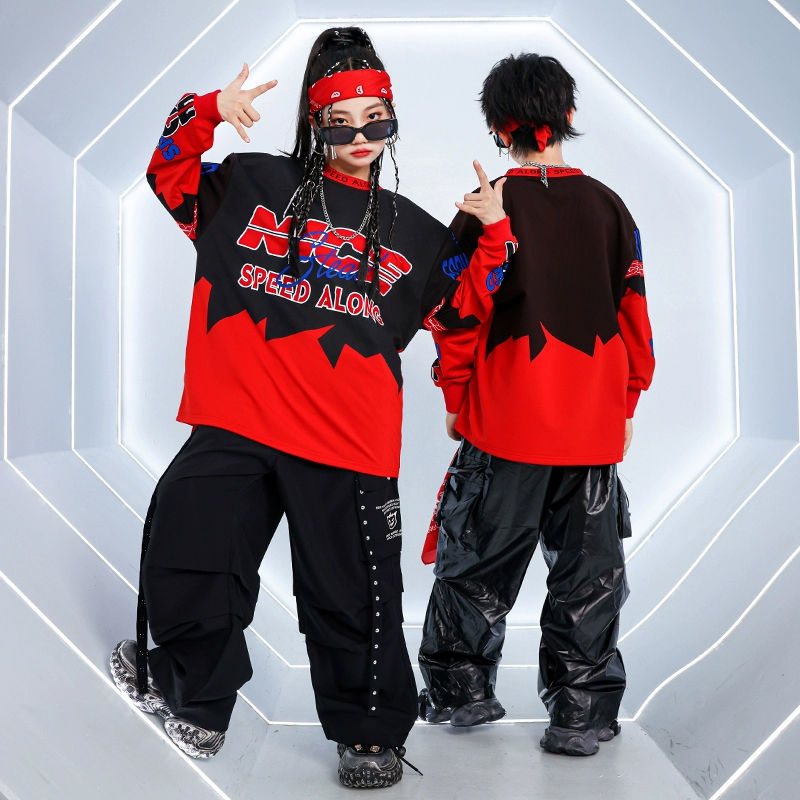 子供の街のダンスの公演服の男の子のhiphopヒップホップのファッションのクールな機関車の服の女の子の揚げた街のショーのジャズのダンスのスーツ