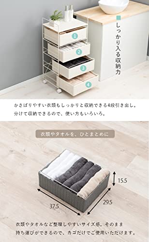 萩原(Hagihara) ランドリー ラック 4段 幅40 ワゴン 棚 ボックスタイプ 通気性 大容