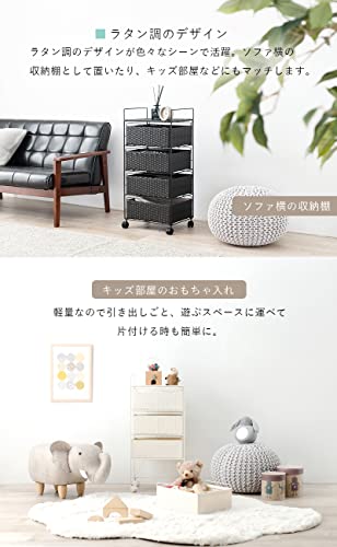 萩原(Hagihara) ランドリー ラック 4段 幅40 ワゴン 棚 ボックスタイプ 通気性 大容