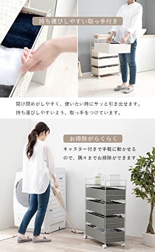 萩原(Hagihara) ランドリー ラック 4段 幅40 ワゴン 棚 ボックスタイプ 通気性 大容