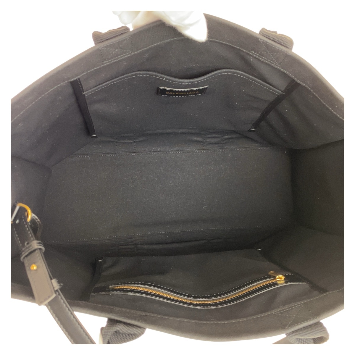 超美品 ハードウェア ラージトート ブラック 黒 ゴールド金具 キャンバス/レザー トートバッグ ショルダーバッグ 2way メンズ 407841