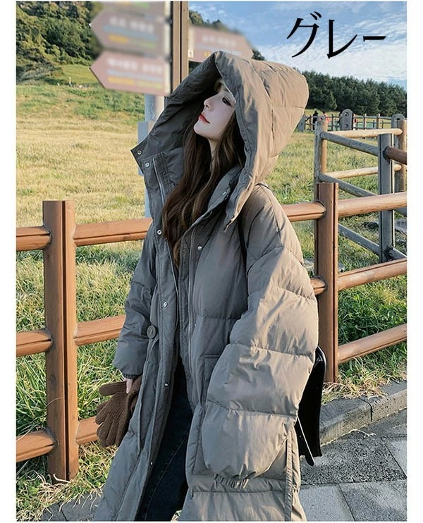 ダウンコート ベンチコート レディース ダウンジャケット 90％ダウン Aライン 帽子付き フード 母親 大きいサイズ オーバーサイズダウン 黒 ブラック 厚手 冬服 防寒着 おしゃれ S M L き
