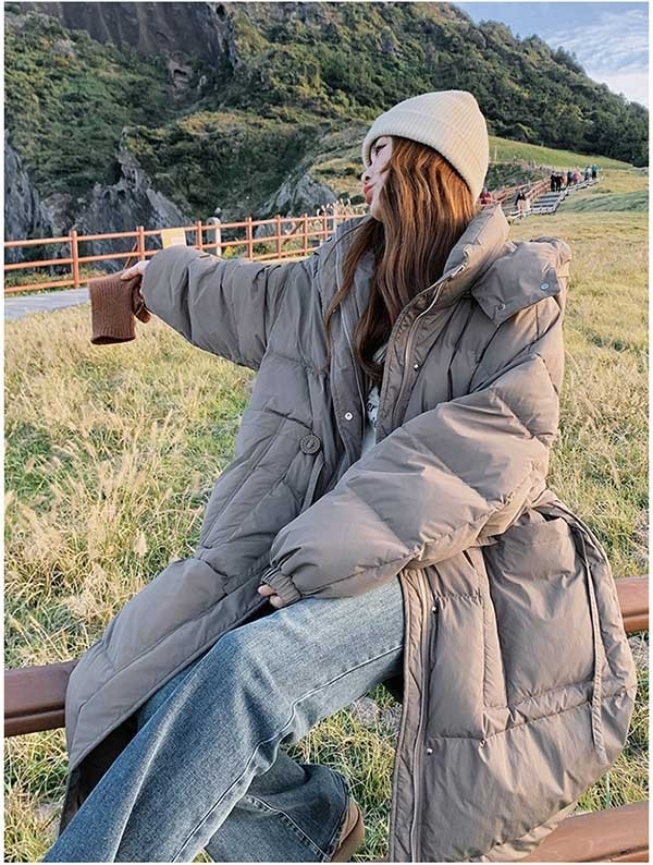 ダウンコート ベンチコート レディース ダウンジャケット 90％ダウン Aライン 帽子付き フード 母親 大きいサイズ オーバーサイズダウン 黒 ブラック 厚手 冬服 防寒着 おしゃれ S M L き