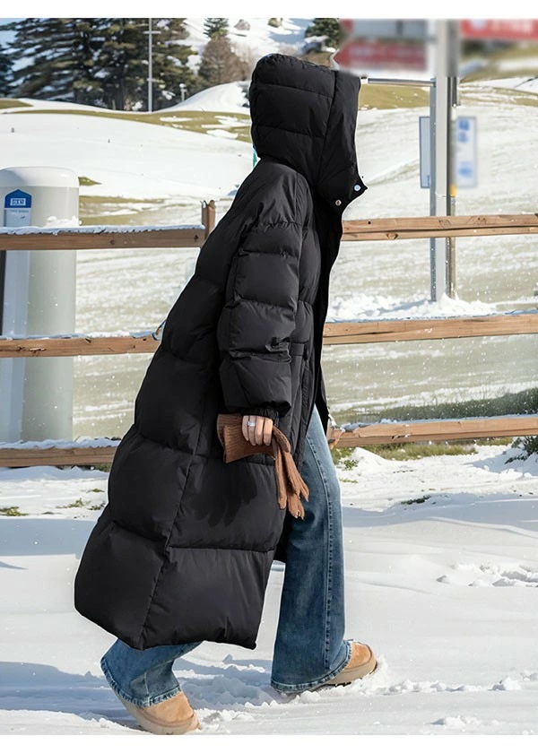 ダウンコート ベンチコート レディース ダウンジャケット 90％ダウン Aライン 帽子付き フード 母親 大きいサイズ オーバーサイズダウン 黒 ブラック 厚手 冬服 防寒着 おしゃれ S M L き