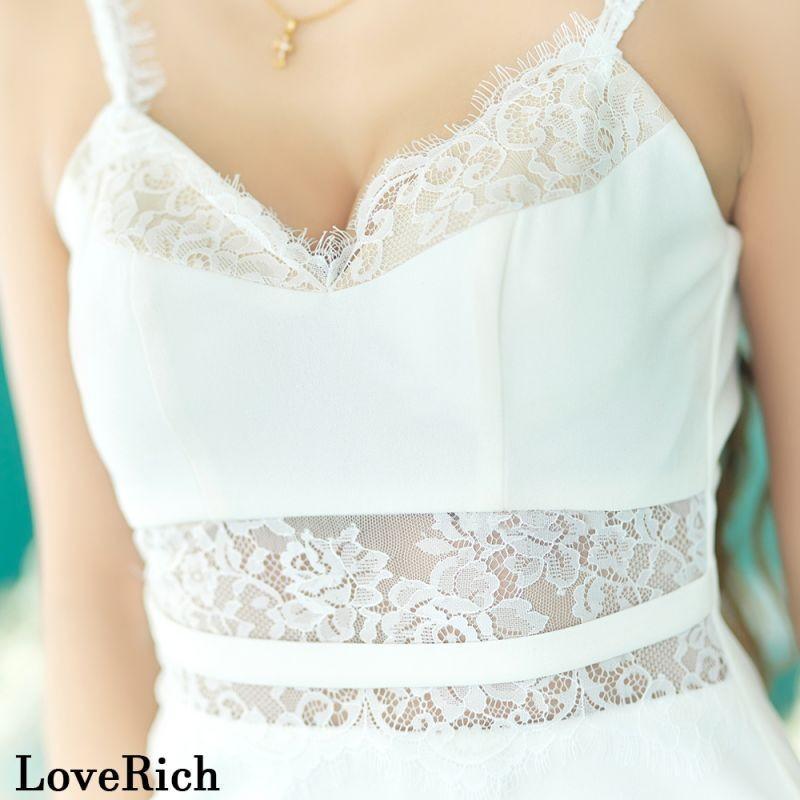 【3カラー】キャミソール レース スリット タイト 谷間魅せ キャバドレス ミニドレス [0905]