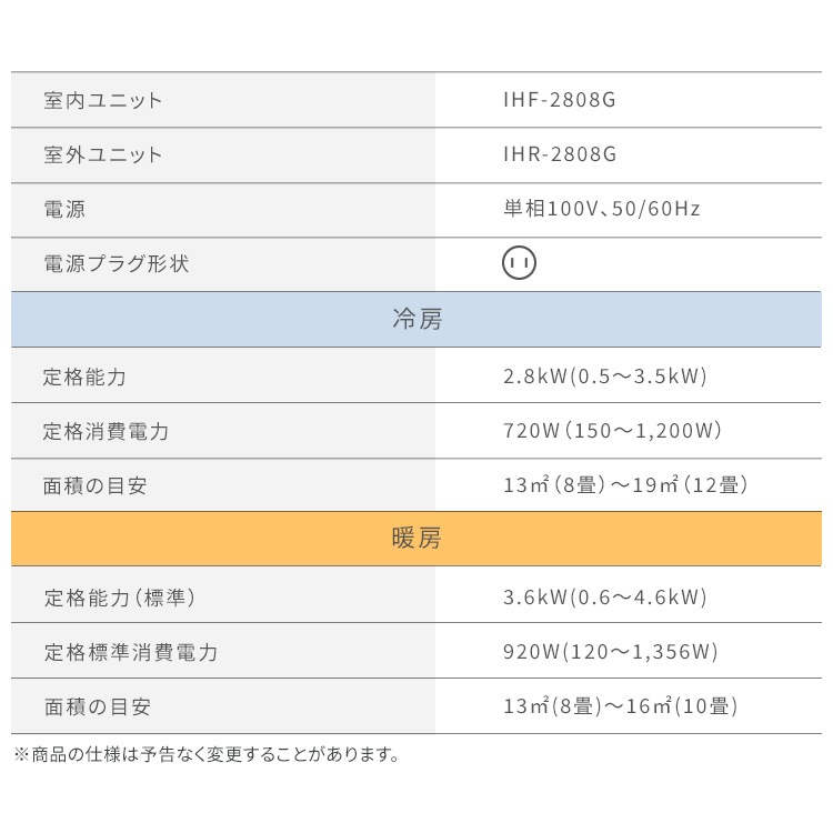 【目玉商品】【公式】【標準取付工事費込】 エアコン 10畳 工事費込み 室外機セット 家庭用 クーラー 暖房 冷房 リモコン付き タイマー 新生活 2.8kW 2024年モデル IHF-2808G メ