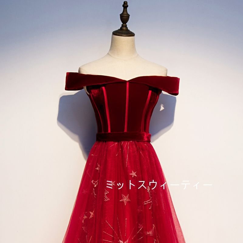 カラードレス ロング レッド カクテルドレス 演奏会 結婚式 イブニングドレス 二次会 発表会 ウエ