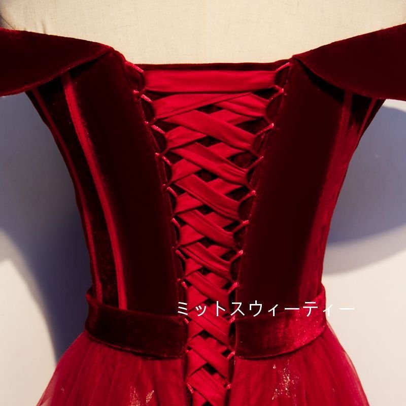 カラードレス ロング レッド カクテルドレス 演奏会 結婚式 イブニングドレス 二次会 発表会 ウエ