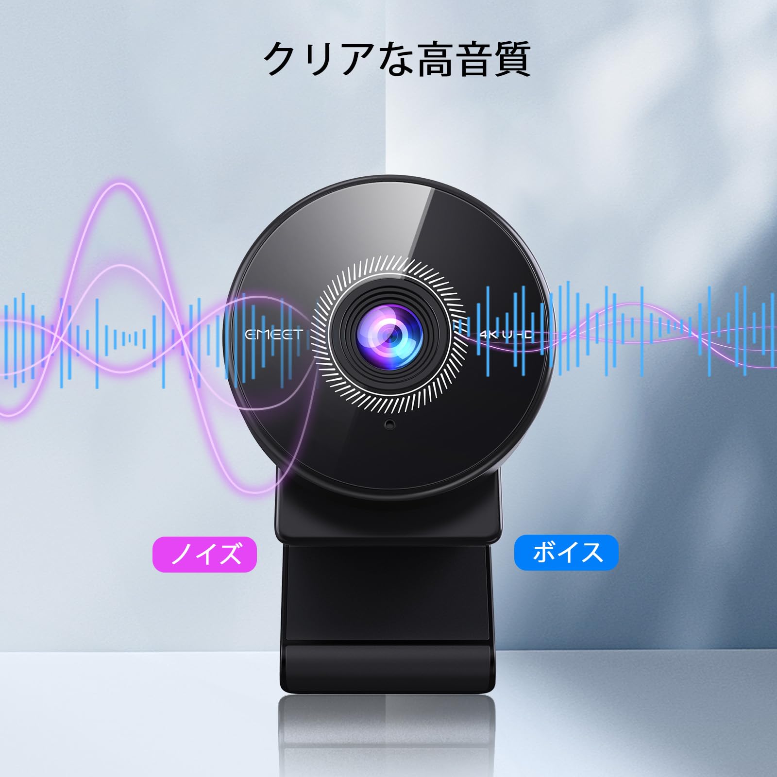 EMEET C950 4K UHD webカメラ 800万画素 1080P@60FPS対応 PDAFオートフォーカスウェブカメラ 70視野角 ノイズキャンセリングマイク付きpcカメラ プラグ&プレイ