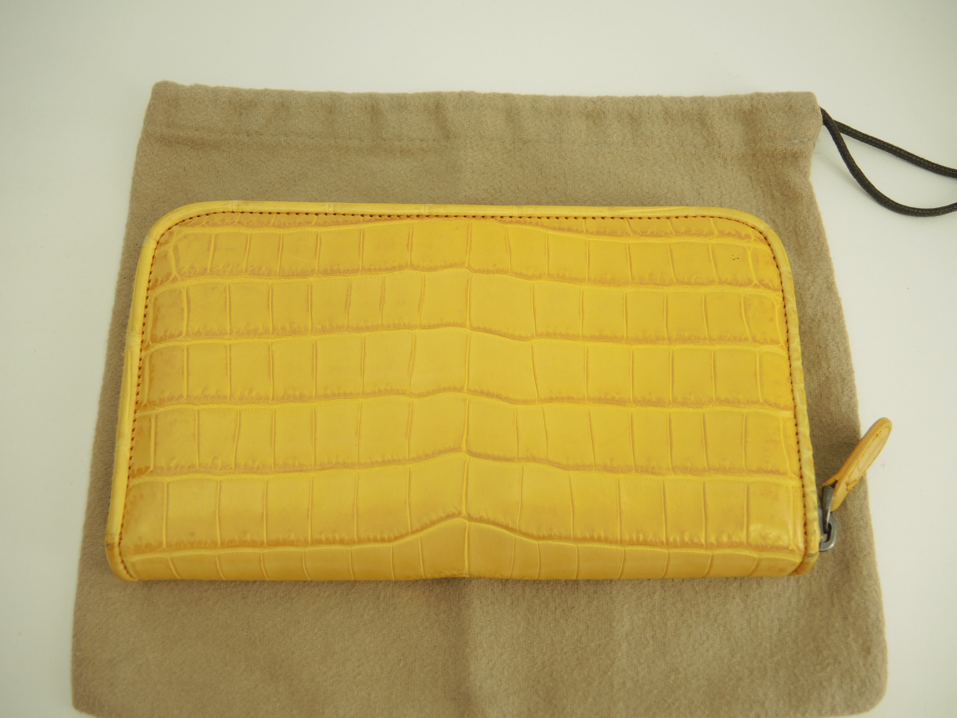 ラウンドジップ長財布 クロコダイル 黄 ロングウォレット 美品@B001171264 ラウンドジップ長財布 クロコダイル 黄 ロングウォレット 美品@B001171264