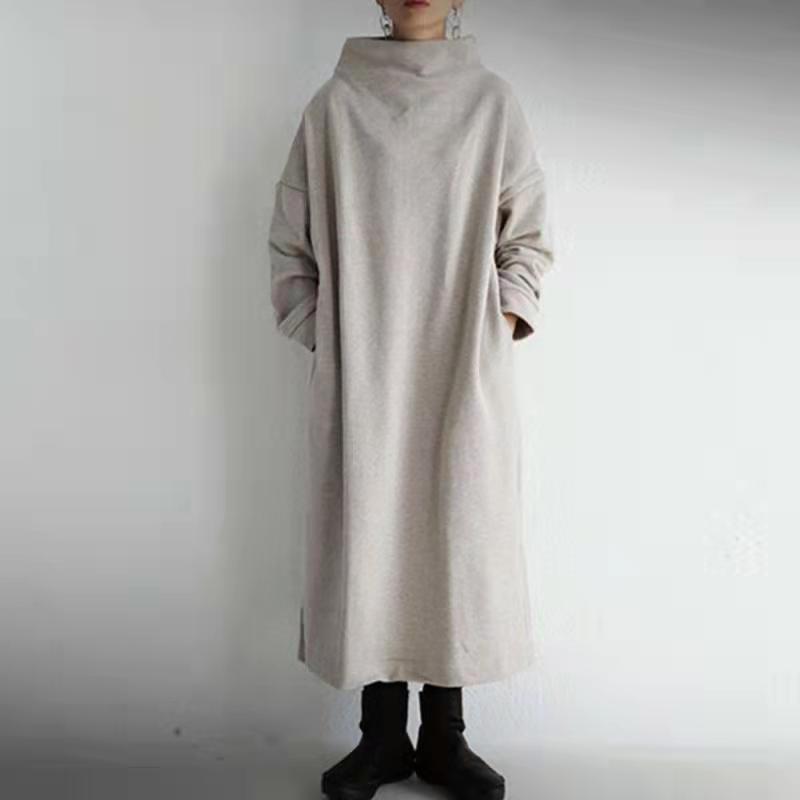 【楽天人気アイテム】 シンプル スリット ストレート ハイネック 長袖 無地 カジュアルワンピース 【楽天人気アイテム】 シンプル スリット ストレート ハイネック 長袖 無地 カジュアルワンピース