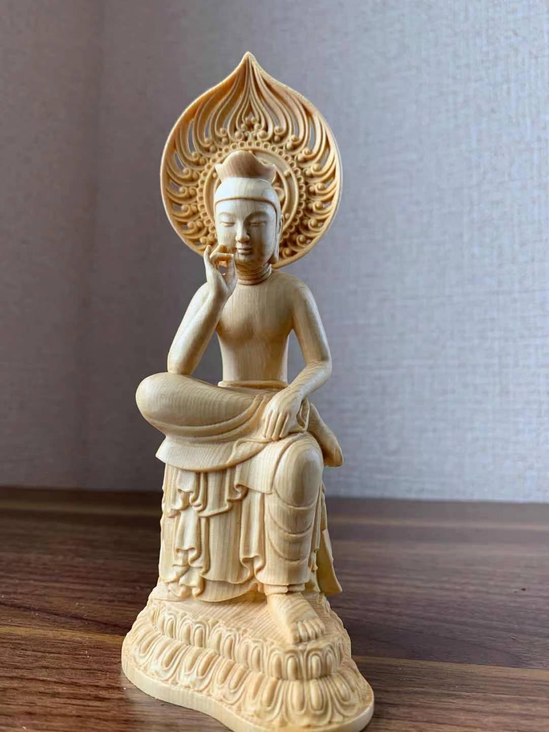 仏像 弥勒菩薩 弥勒菩薩半跏思惟像 木彫 檜木 仏具 仏像 弥勒菩薩 弥勒菩薩半跏思惟像 木彫 檜木 仏具