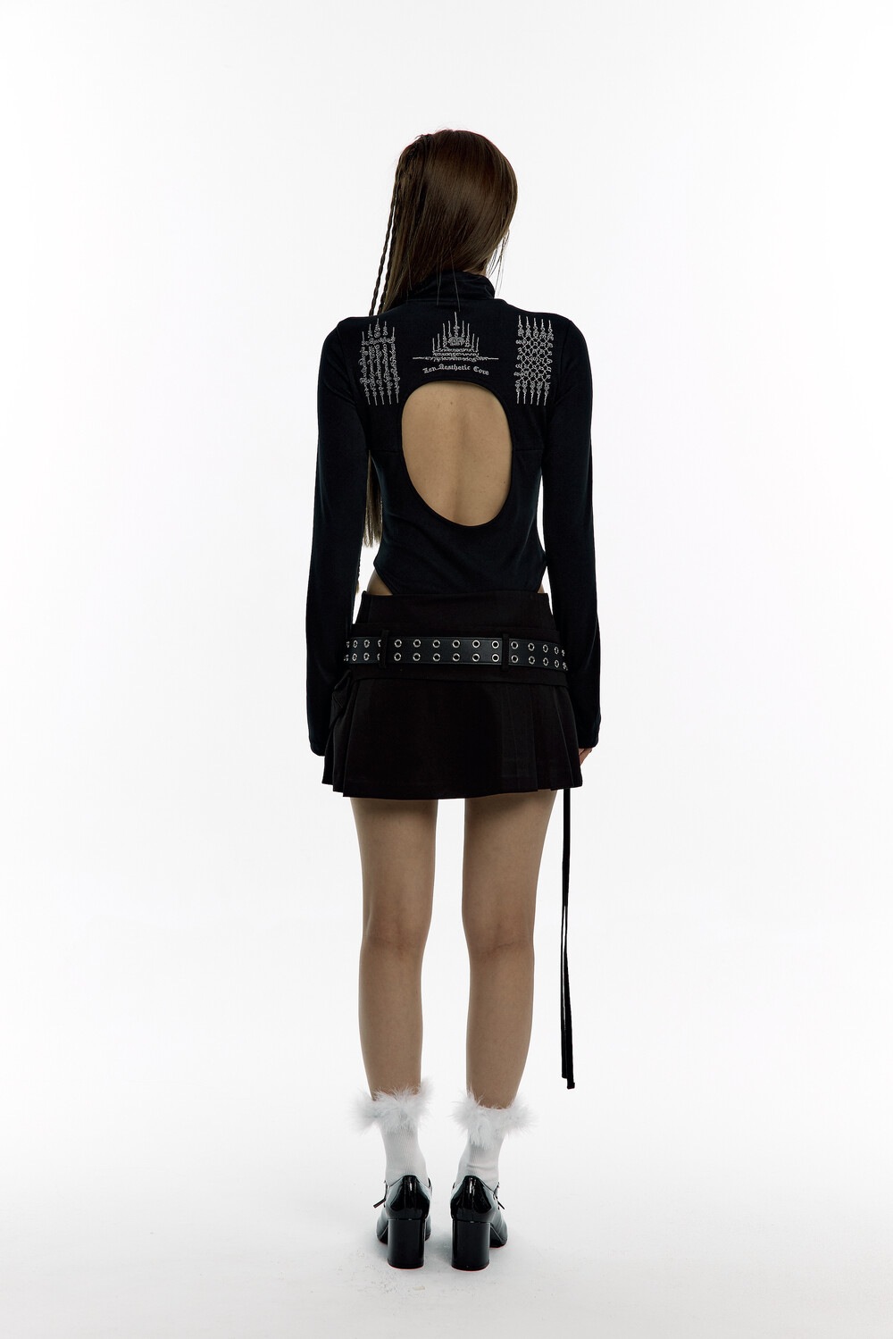 [Kashiko] ★Pleats Pocket Belt Mini Skirt (3色) KASHIKO】 PLEATS POCKET BELT MINI SKIRT : BLACK ミニスカート