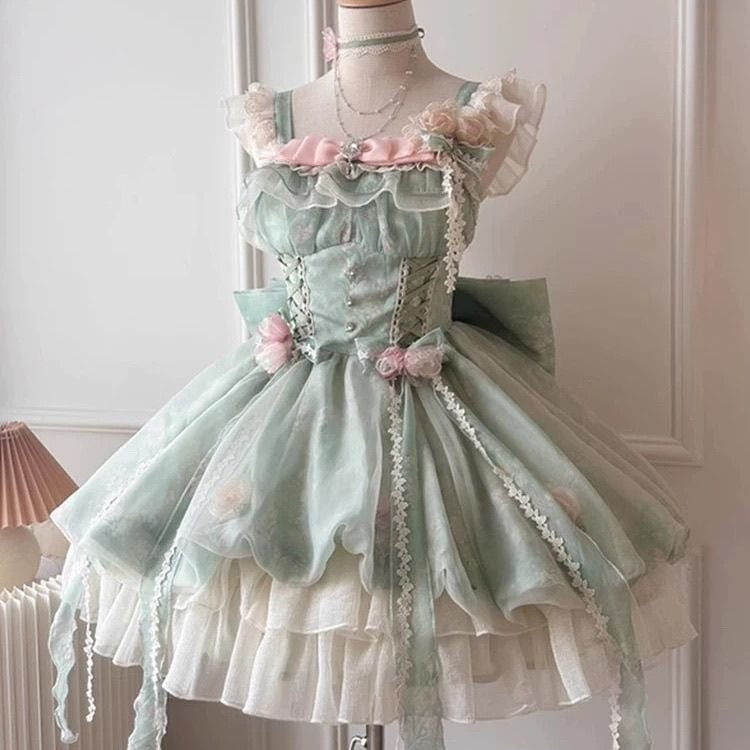 【2枚購入で 3oo円OFF!】春の感覚森林庭スタイルの女の子甘くてかわいい花の芽のショートスカートライトドレスプリンセスロリータロリータ女性 【2枚購入で 3oo円OFF!】春の感覚森林庭スタイルの女の子甘くてかわいい花の芽のショートスカートライトドレスプリンセスロリータロリータ女性