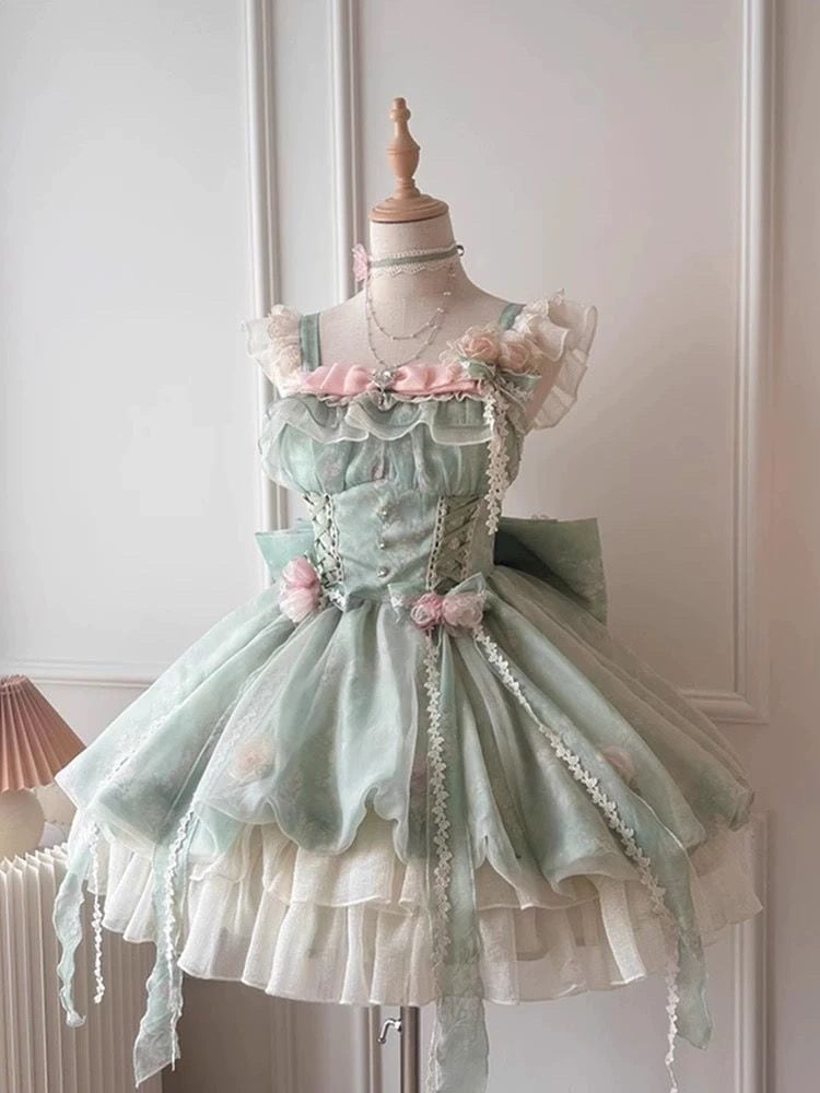 【2枚購入で 3oo円OFF!】春の感覚森林庭スタイルの女の子甘くてかわいい花の芽のショートスカートライトドレスプリンセスロリータロリータ女性 【2枚購入で 3oo円OFF!】春の感覚森林庭スタイルの女の子甘くてかわいい花の芽のショートスカートライトドレスプリンセスロリータロリータ女性