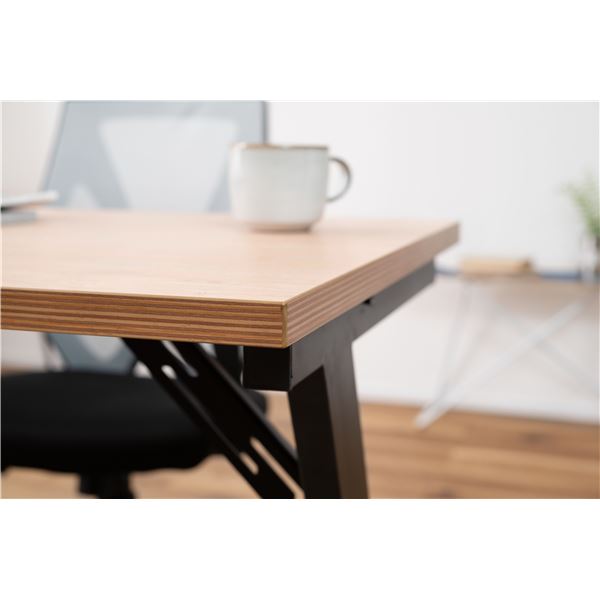 デスク/パソコンデスク ナチュラル Z型脚 アジャスター付 組立品