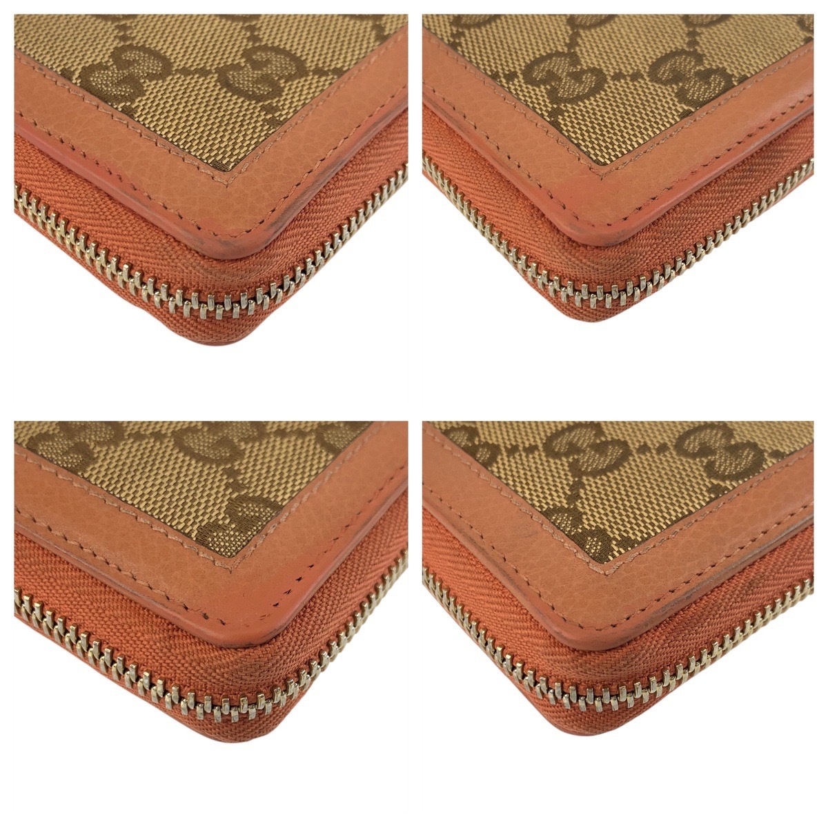 美品 バンブー ベージュ ピンク ゴールド金具 GGキャンバス/レザー 224253 長財布 ロングウォレット レディース 504231