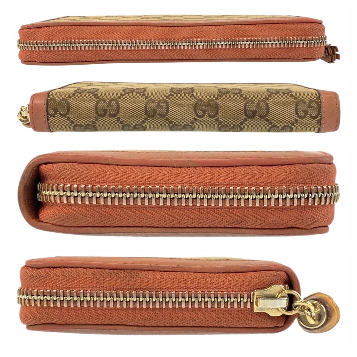 美品 バンブー ベージュ ピンク ゴールド金具 GGキャンバス/レザー 224253 長財布 ロングウォレット レディース 504231