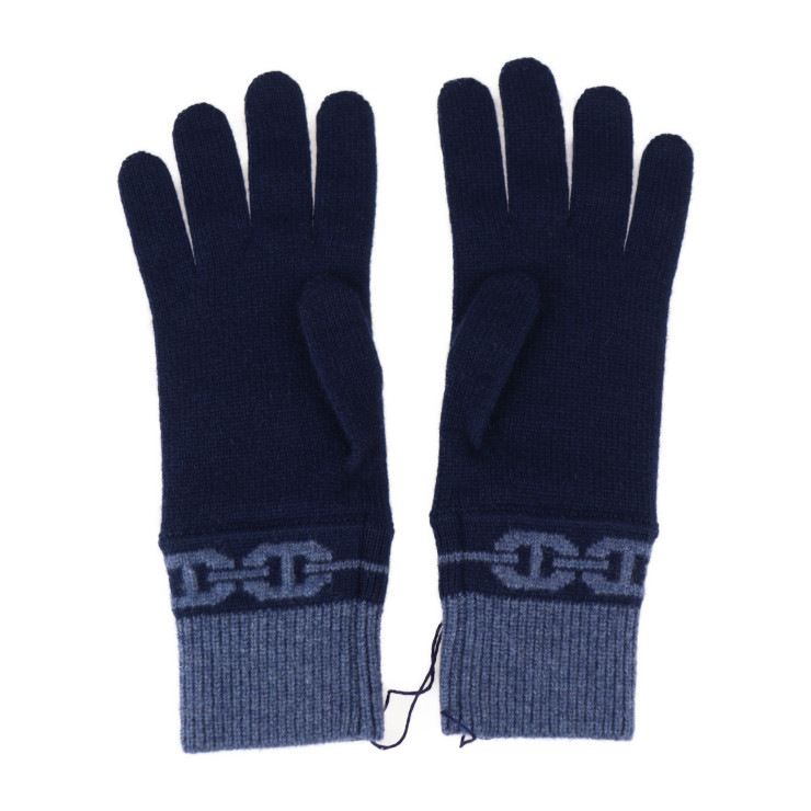 【美品】　エルメス 手袋 カシミヤ シェーヌ M グレー 美品】 エルメス 手袋 カシミヤ シェーヌ M グレー