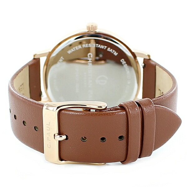 クリスチャンポール 時計 メンズ レディース ユニセックス 腕時計 手表 43mm ホワイトマーブル 大理石柄 ブラウンレザー 天然皮革 MR-06 誕生日プレゼント ポイント消化