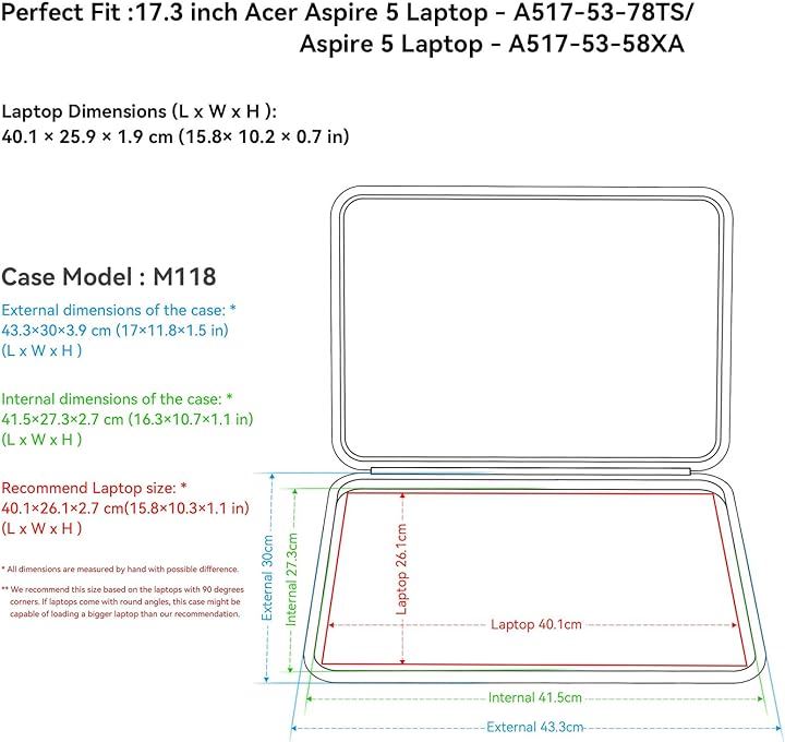 ハードEVA保護スリーブケース 17.3インチ Acer Aspire 5 Laptop Swift Go 16 防水( Black, For Acer 17.3インチ(M118)) ハードEVA保護スリーブケース 17.3インチ Acer Aspire 5 Laptop Swift Go 16 防水( Black, For Acer 17.3インチ(M118))