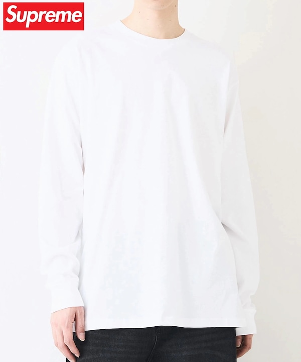 Qoo10 Supreme Supreme ロンT 無地 長袖 カッ