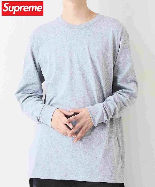 Qoo10 Supreme Supreme ロンT 無地 長袖 カッ