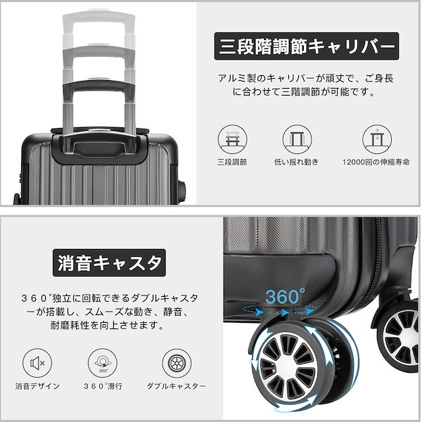 VARNIC] スーツケース トップオープン式 多機能 キャリーバッグ USB