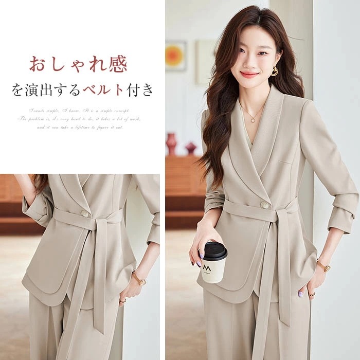 スーツ レディース セットアップ パンツスーツ 卒業式 セレモニー フォーマル ベルト付き ジャケット&ワイドパンツ ママコーデ ゆったり ママコーデ ビジネス エレガント 通勤 OL 女性 オ スーツ レディース セットアップ パンツスーツ 卒業式 セレモニー フォーマル ベルト付き ジャケット&ワイドパンツ ママコーデ ゆったり ママコーデ ビジネス エレガント 通勤 OL 女性 オ